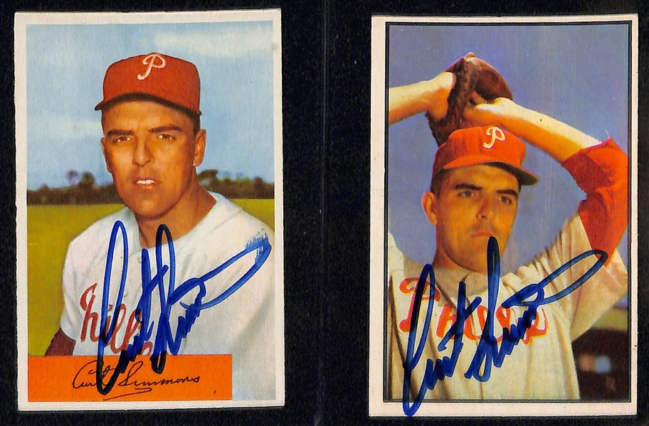 Lot of (12) Signed Phillies Cards - 1950 Bowman Bobby Shantz, 1956 Topps Bobby Shantz, 1954 Bowman Curt Simmons, and more (Beckett BAS Reviewed)